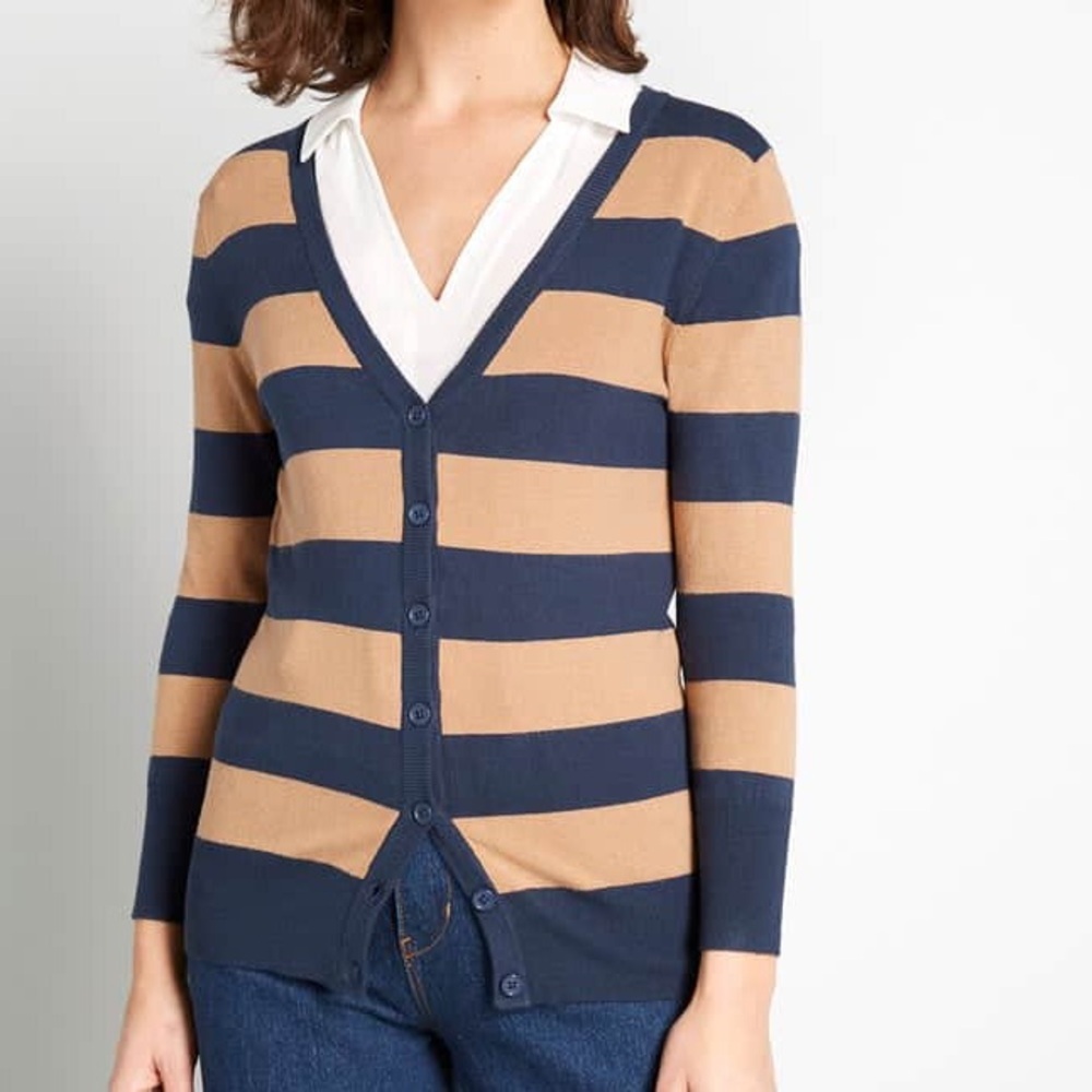 Modcloth Charter School Striped Cardigan Size XS